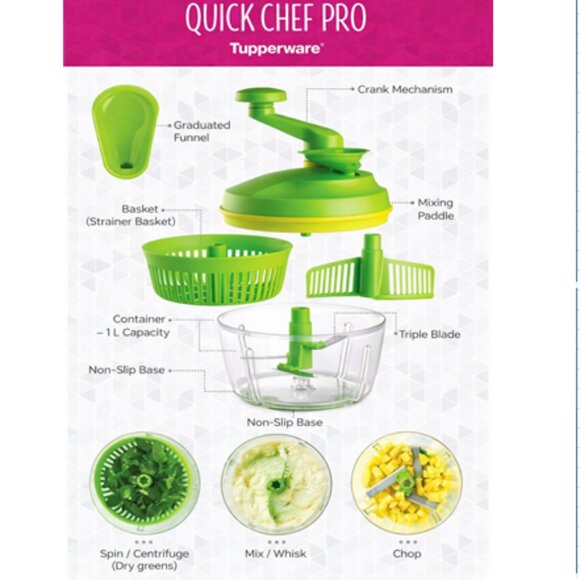 Tupperware Quick Chef Pro Manual Food Processor - Picture 3 of 8